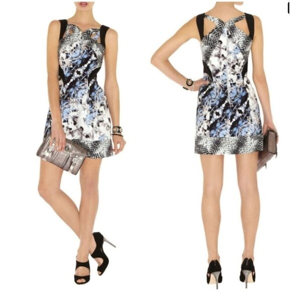 Karen Millen sleeveless strappy mini dress in abstract print sz 6 - Picture 1 of 12
